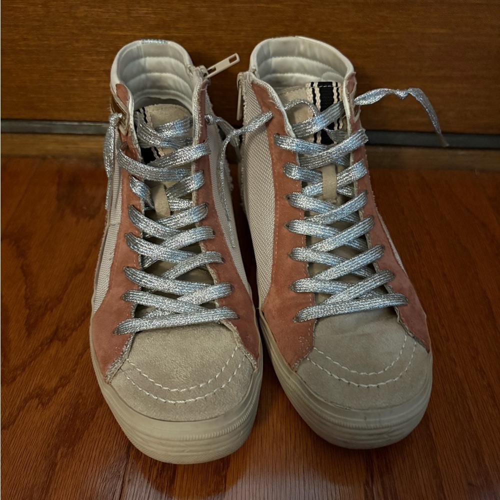 High-Top Sneakers with Silver Laces